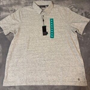 IKE BEHAR Mens Heather Grey Pique Fabric 3 Button Polo Shirt XL Cotton Blend NWT
